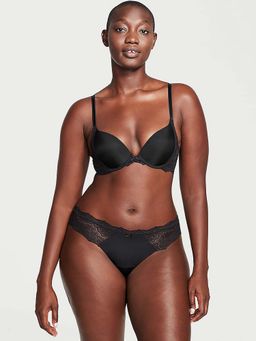 Victoria's Secret - Black Dream Angels Lace Trim Thong Panty (S)