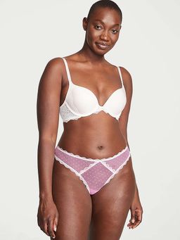 Victoria's Secret - Pink Dream Angels Swiss Dot Lace Thong Panty (S)