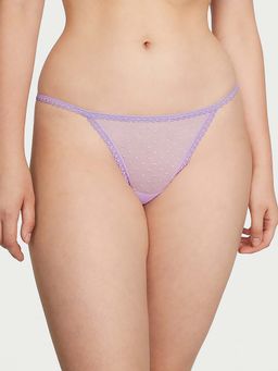 Victoria's Secret - Purple Dream Angels Ribbon Slot Mesh V-String Panty (M)