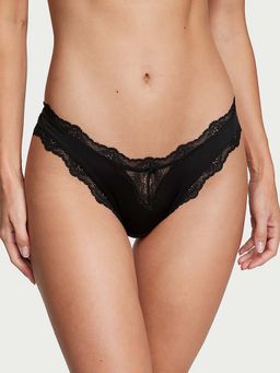 Victoria's Secret - Black Dream Angels Lace-Trim Brazilian Panty (XL)