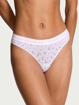 Victoria's Secret - White Logo Cotton Thong Panty
