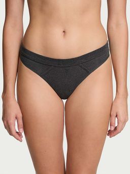 Victoria's Secret - Grey Logo Patch Cotton Thong Panty (XL)
