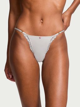 Victoria's Secret - Grey Dream Angels Lace-Trim Adjustable String Bikini Panty (XS)