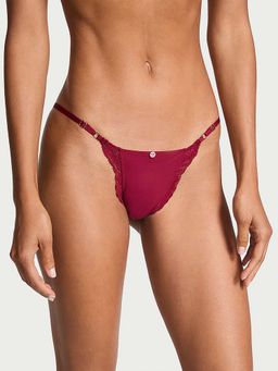 Victoria's Secret - Red Dream Angels Lace-Trim Adjustable String Bikini Panty (XL)