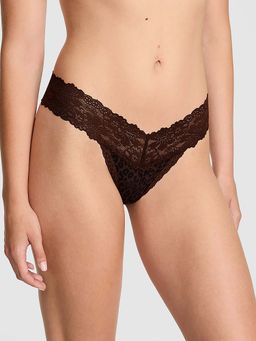 Victoria's Secret - Brown Wink Lace-Trim Thong Panty (S)