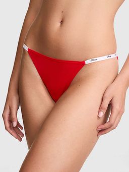 Victoria's Secret - Red Logo Cotton String Bikini Panty (L)