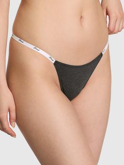Victoria's Secret - Grey Logo Cotton Scoop Thong Panty