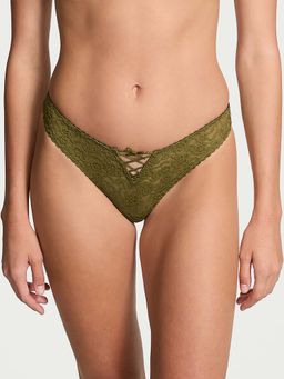 Victoria's Secret - Green Lacie Lace-Up Bow Thong Panty (XS)
