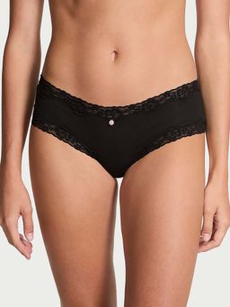Victoria's Secret - Black The Lacie Cotton Shadow Stripe Lace-Waist Cheeky Panty