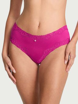 Victoria's Secret - Pink The Lacie Cotton Shadow Stripe Lace-Waist Cheeky Panty