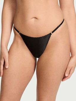 Victoria's Secret - Black Very Sexy Electric Orchid Satin Tassel V-String Panty