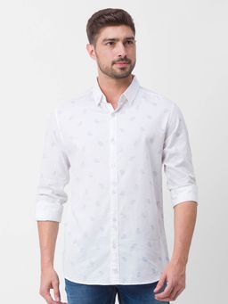 Spykar - White Cotton Full Sleeve Printed Shirt for Men