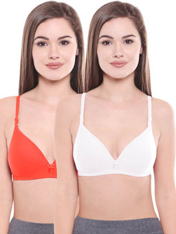 Bodycare - Lightly Padded Bra In Coral-White Color (Pack of 2)