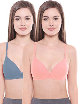 Bodycare - Lightly Padded Bra In Grey-Pink Color (Pack of 2)