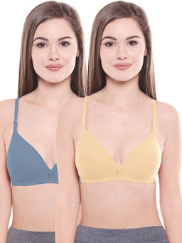 Bodycare - Lightly Padded Bra In Grey-Skin Color (Pack of 2)