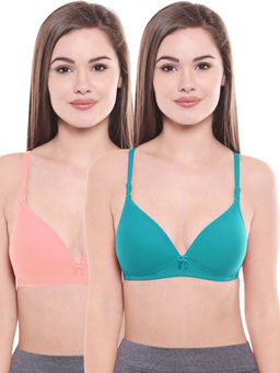 Bodycare - Lightly Padded Bra In Pink-Firozi Color (Pack of 2)