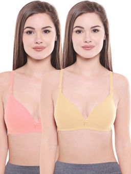 Bodycare - Lightly Padded Bra In Pink-Skin Color (Pack of 2)