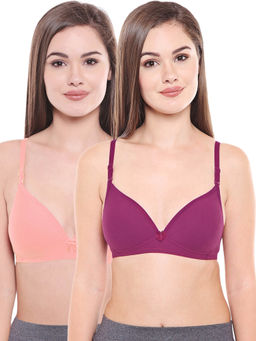 Bodycare - Lightly Padded Bra In Pink-Wine Color (Pack of 2)