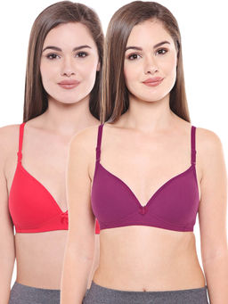 Bodycare - Lightly Padded Bra In Rani-Wine Color (Pack of 2)