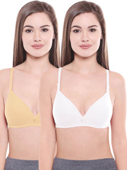 Bodycare - Lightly Padded Bra In Skin-White Color (Pack of 2)