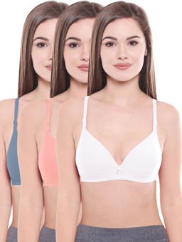 Bodycare - Lightly Padded Bra In Grey-Pink-White Color (Pack of 3)