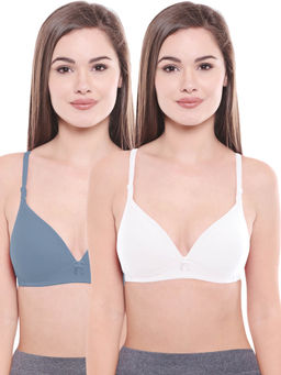 Bodycare - Lightly Padded Bra In Grey-White Color (Pack of 2)