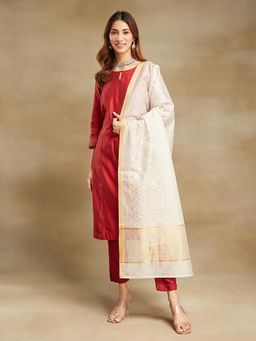 Fabindia - Natural Cotton Silk Blend Hand Block Printed Dupatta