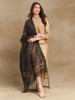 Fabindia - Black Cotton Silk Blend Maheshwari Dupatta