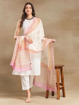 Fabindia - Natural Cotton Silk Blend Printed Dupatta