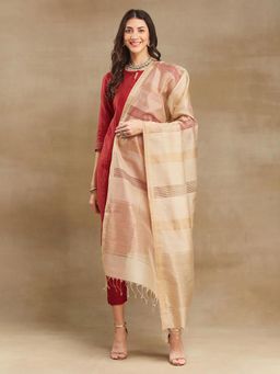 Fabindia - Beige Cotton Silk Blend Maheshwari Dupatta