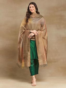 Fabindia - Beige Cotton Silk Blend Maheshwari Dupatta