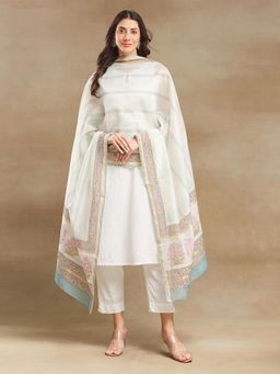 Fabindia - Natural Cotton Silk Blend Printed Dupatta
