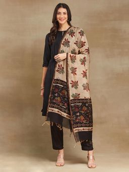 Fabindia - Beige Cotton Silk Blend Bagru Printed Dupatta