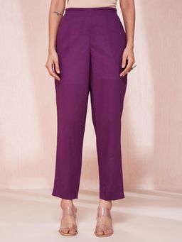 Fabindia - Wine Cotton Full Length Ethnic Pant