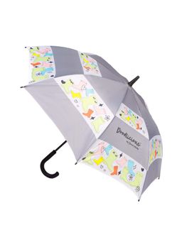 DOODLICIOUS BY ZAINA MODY - Grey Gumboots Doodle Tall Umbrella with Cover