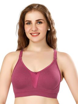 Bralux - Raspberry Full Coverage Wirefree Bra with Moulded Cups and Inner-Elastic