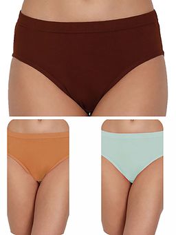 T.T. - Women Cotton Spandex Mid-Rise Full Coverage Hipster Panties (Pack of 3)