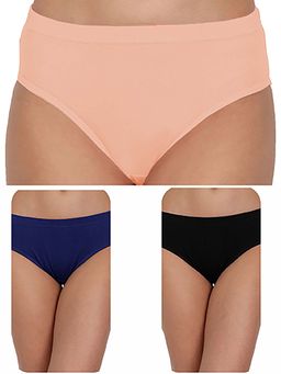 T.T. - Women Cotton Spandex Mid-Rise Full Coverage Hipster Panties (Pack of 3)