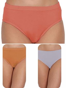 T.T. - Women Cotton Spandex Mid-Rise Full Coverage Hipster Panties (Pack of 3)