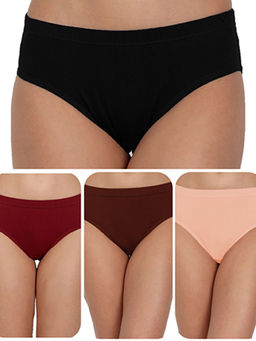 T.T. - Women Cotton Spandex Mid-Rise Full Coverage Hipster Panties (Pack of 4)