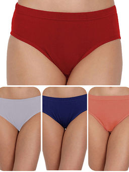 T.T. - Women Cotton Spandex Mid-Rise Full Coverage Hipster Panties (Pack of 4)
