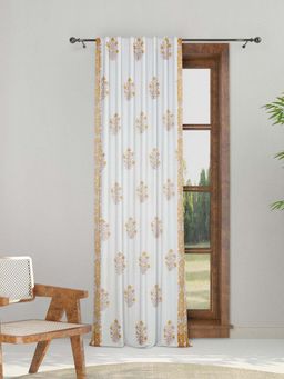 Fabindia - White Cotton Printed Door Curtain (9 Feet)