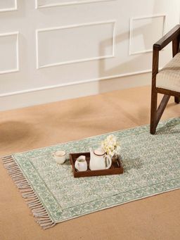 Fabindia - Green Cotton Blend Printed Dhurrie