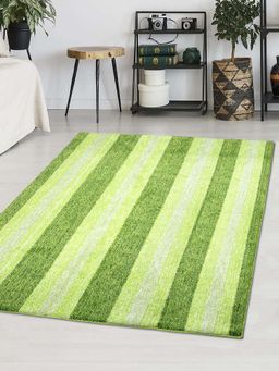 Saral Home - Stripe Soft Microfiber Antiskid Carpet Green