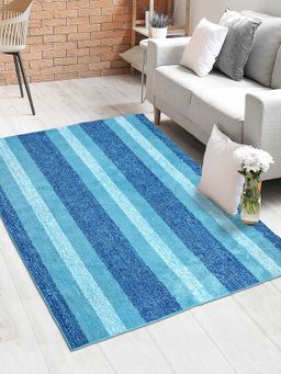 Saral Home - Stripe Soft Microfiber Antiskid Carpet Turquoise
