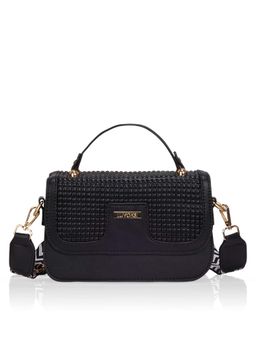 LUVOKSI - Black Textured Polyurethane Slingbag with Detachable Strap