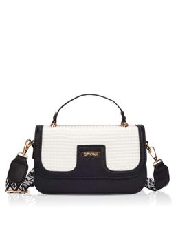 LUVOKSI - Black Textured Polyurethane Slingbag with Detachable Strap