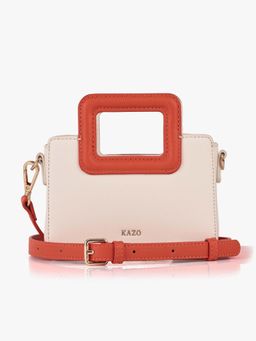 Kazo - Coral Solid Faux Leather Mini Bag with Detachable Strap
