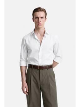 Snitch - White Solid Full Sleeves Slim Formal Shirt for Men
