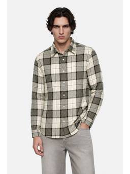 Snitch - Cream Checks Full Sleeves Regular Casual Shirt for Men